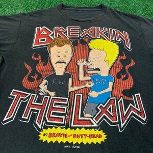 Vintage 90s MTV Beavis and Butt-Head Breakin The Law T-Shirt Medium